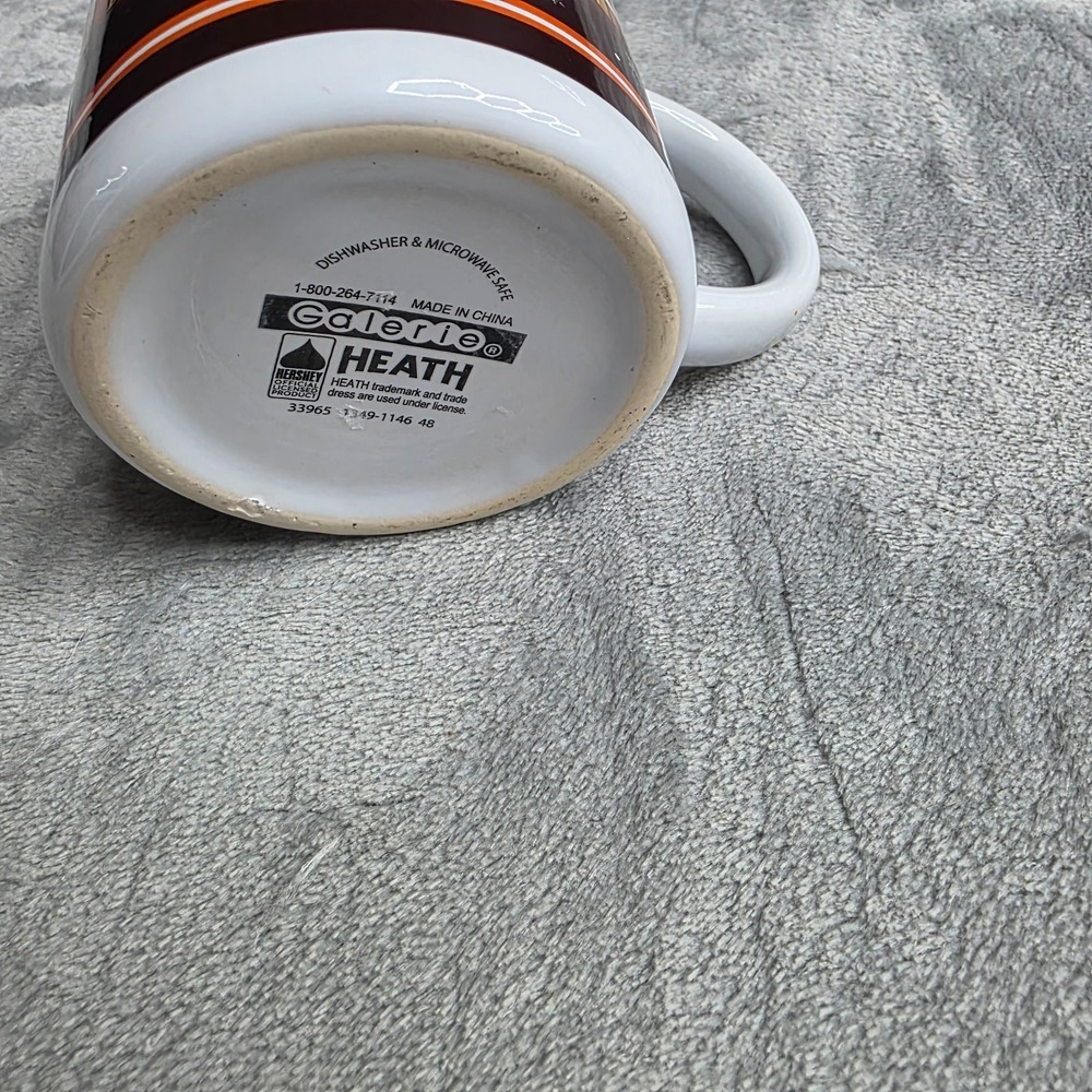 Heath Chocolate Bar Candy Mug Advertising Coffee Cup Brown Orange with Snowflake - Picture 3 of 3